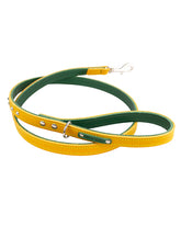 Luxury Leather Duo Tone Studded Dog Lead In Yellow & Green